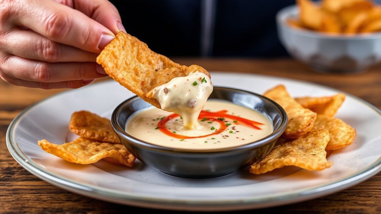رَانغون سلطعون ساخن وكريمي مع شرائح بطاطس، الغمس اللذيذ—Dip into Delight