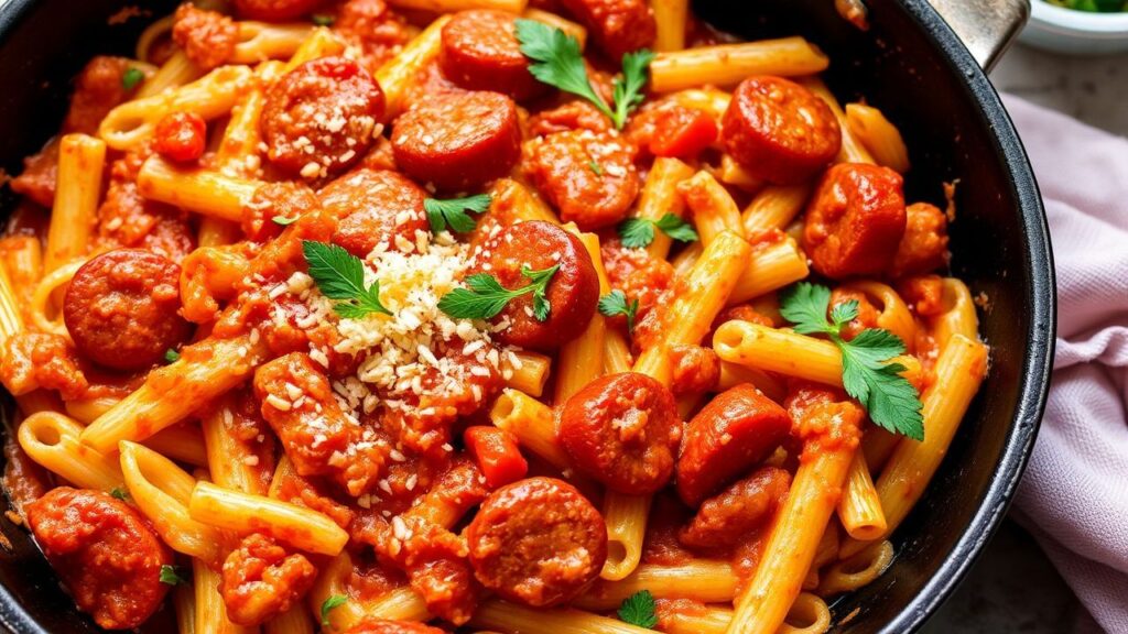 20-minute skillet ziti with sausage in a single pan