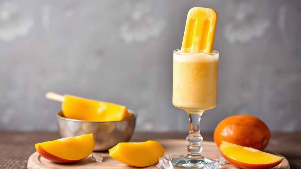 Frozen mango lassi popsicles for a refreshing summer snack.