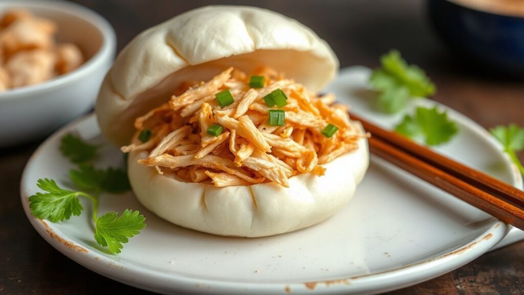 Fluffy chicken steamed buns ready to eat