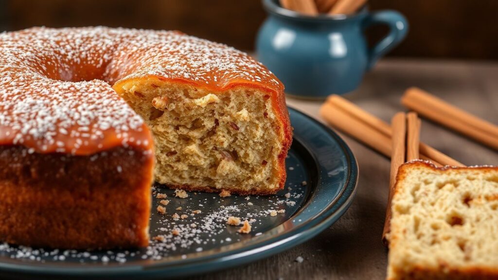 Cinnamon chimney cake spiral with warm cinnamon sugar aroma