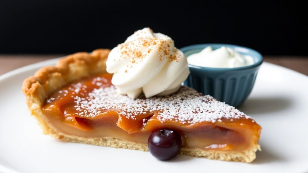 Classic British treacle tart with glossy filling
