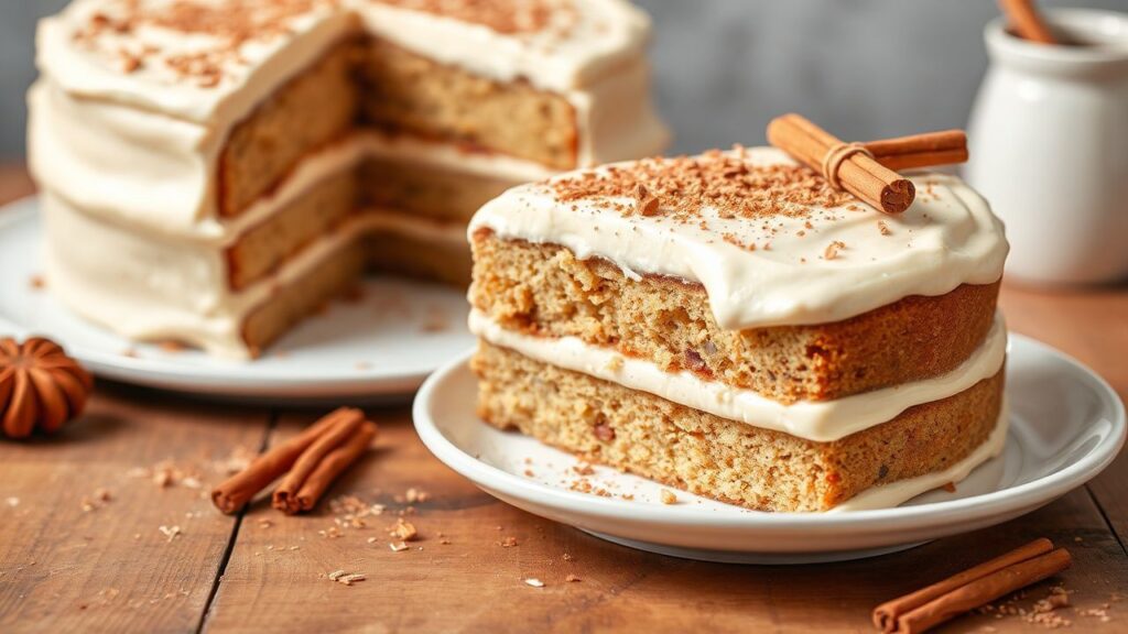 Close-up of chai spice cake layers