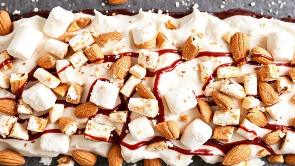 Rocky Road Delight ready to enjoy with marshmallows and almonds