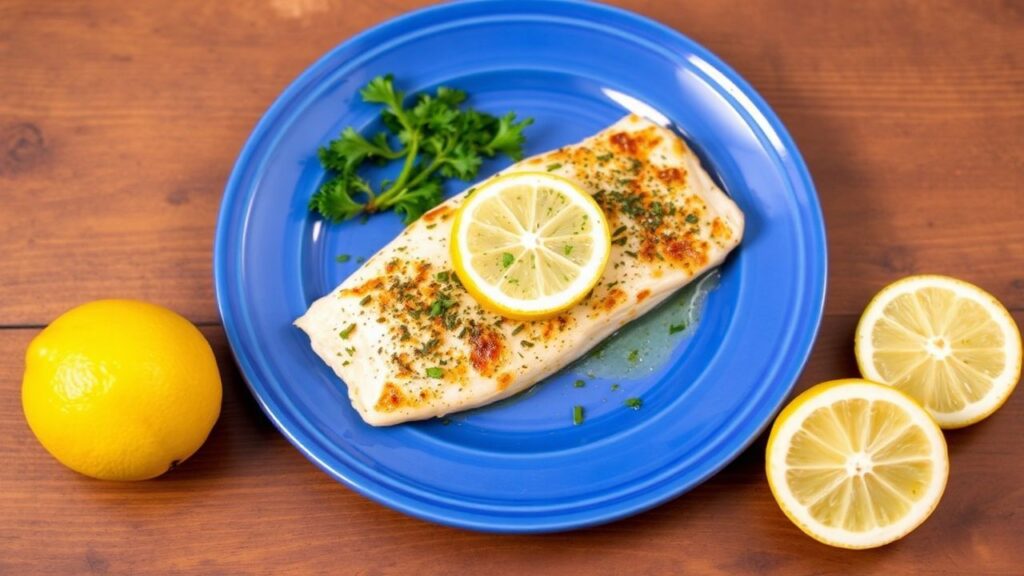 Perfectly baked lemon herb tilapia with a bright citrus aroma.