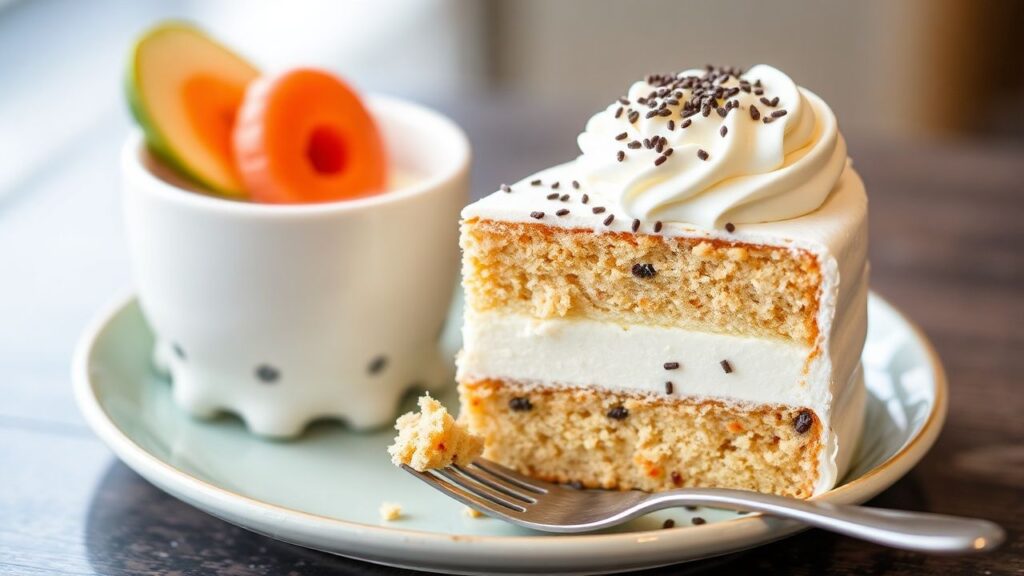 Boba milk tea cake close-up with creamy frosting and chewy pearls