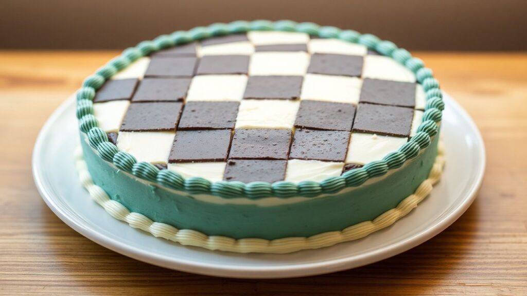Checkerboard cake with an elegant square pattern for celebrations