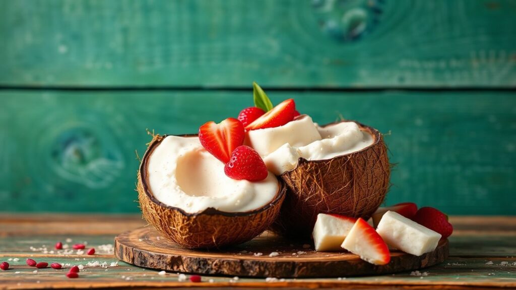 Maja Blanca, a creamy Filipino coconut dessert with a smooth texture and light sweetness.