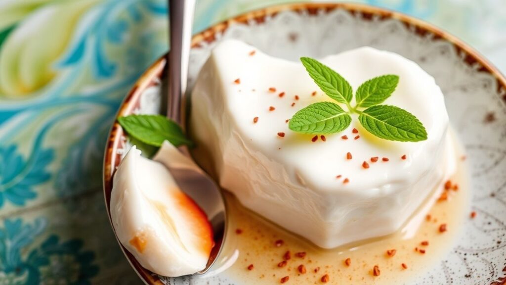 Maja Blanca with a creamy Filipino coconut base, served with a bright, inviting presentation.