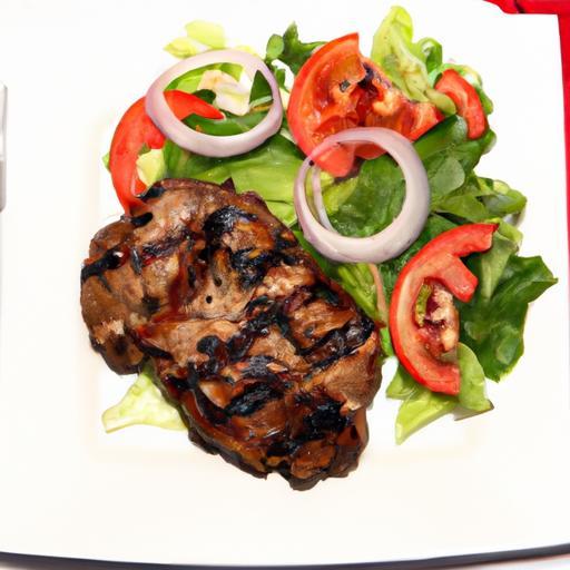 Savor the Flavor: Grilled Meat Paired with Fresh Tomato & Onion Salad