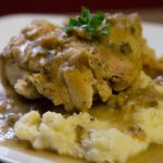 Hearty Slow Cooker Chicken and Gravy Over Creamy Mash