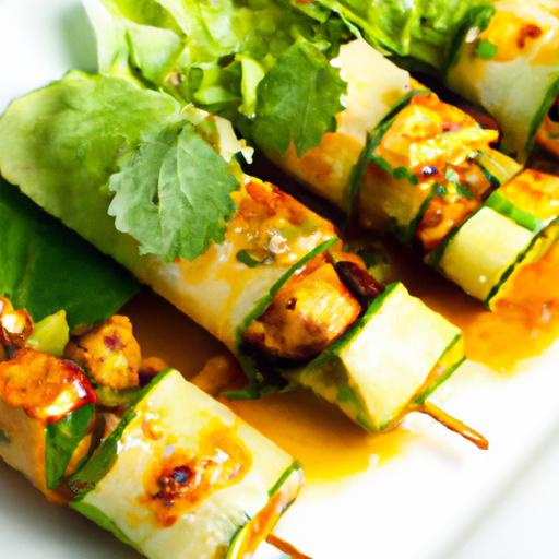 Zesty Lemongrass ​Chicken Skewers Wrapped ⁤in‍ Rice Paper Delight