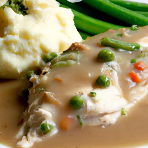 Hearty Slow Cooker Chicken and Gravy over Creamy Mash