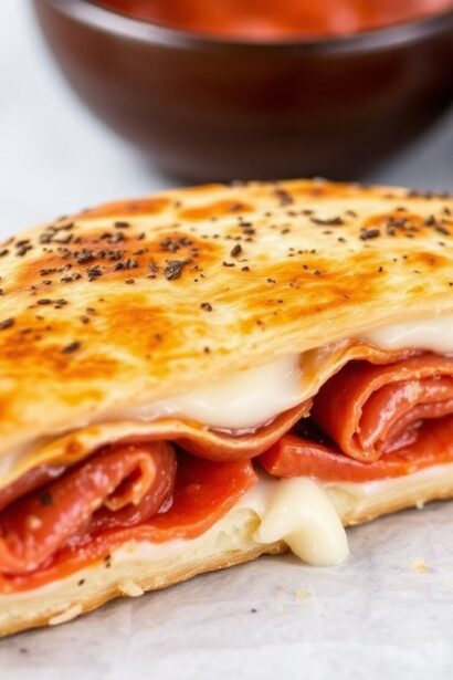 كالزون محشي بالريكوتا والسَّلami مخبوز حتى الذهبيّة، وصفة Timeless Baked Calzone مثالية.