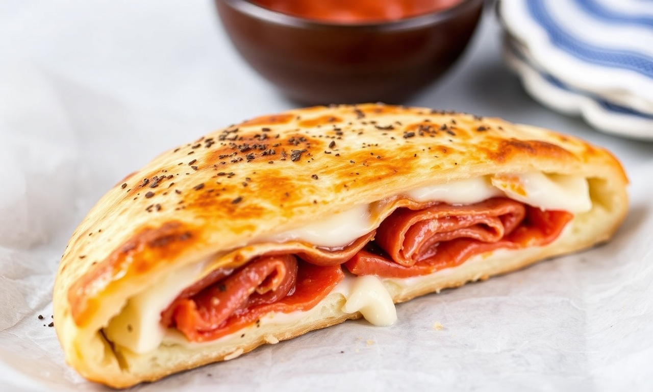 كالزون محشي بالريكوتا والسَّلami مخبوز حتى الذهبيّة، وصفة Timeless Baked Calzone مثالية.