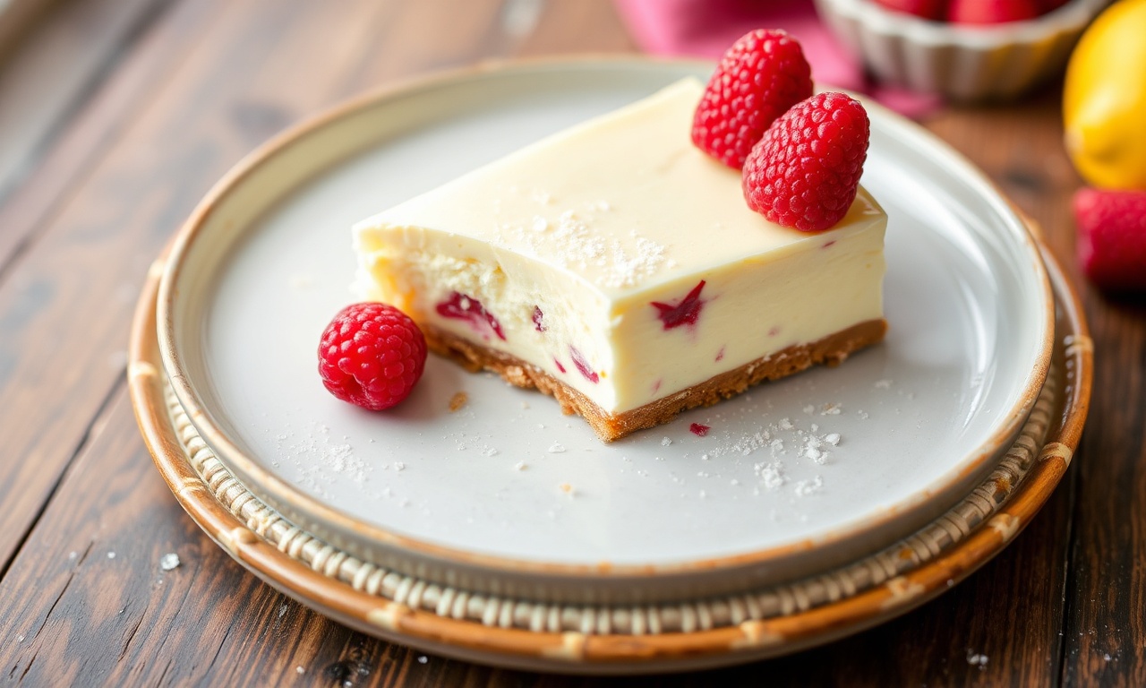 حلوى زبدية: زين الليمون والتوت الأزرق على قاعدة بسكويت زبدية كريمية، Perfect Zesty Lemon Raspberry Cheesecake