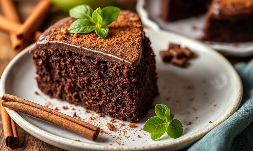 Mexican chocolate cake with cinnamon and cayenne, spicy sweet dessert