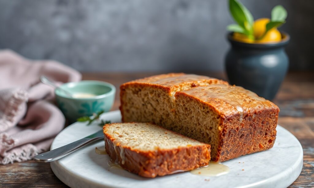 Aromatic sweet bread with lemony orange anise glaze