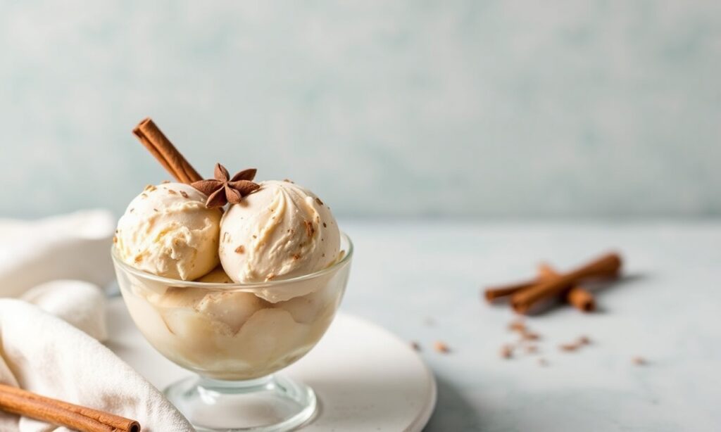 Creamy Chai Spice ice cream, a comforting twist on classic flavors.