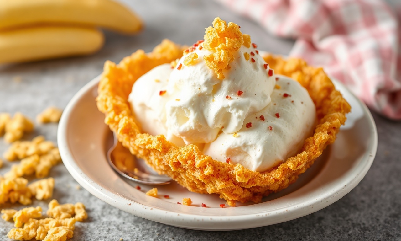 Classic fried ice cream with crispy cornflake crust.
