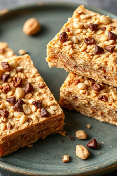 Easy no-bake peanut butter bars recipe.