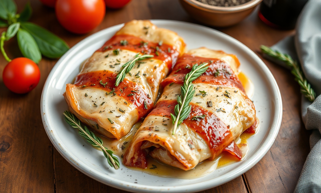 Savor delicious saltimbocca: veal cutlets, prosciutto, sage.