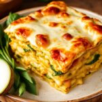 Irresistible vegan green curry lasagna with creamy coconut béchamel.