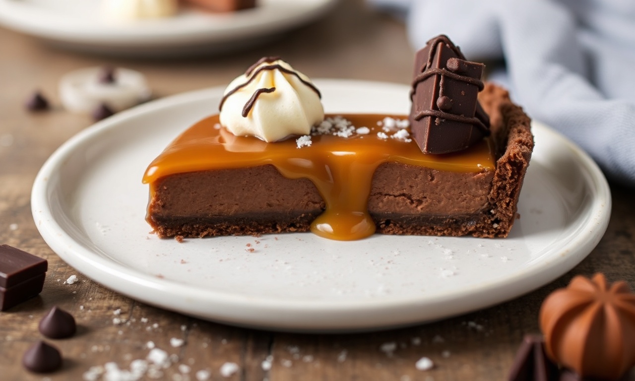 Decadent salted caramel chocolate tart, a sweet symphony.