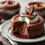 Silky chocolate soufflé delight: rich, airy, and decadent.