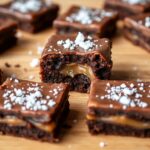 Decadent fudgy miso caramel brownies with sea salt crunch.