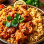 Easy Jollof chicken rice recipe, flavorful and simple.