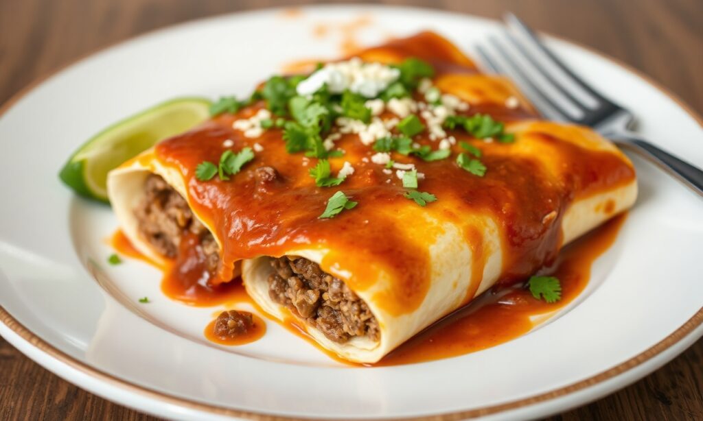 Authentic classic beef enchiladas recipe with rich sauce.