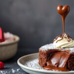 Decadent chocolate molten lava cake for two, perfect dessert.