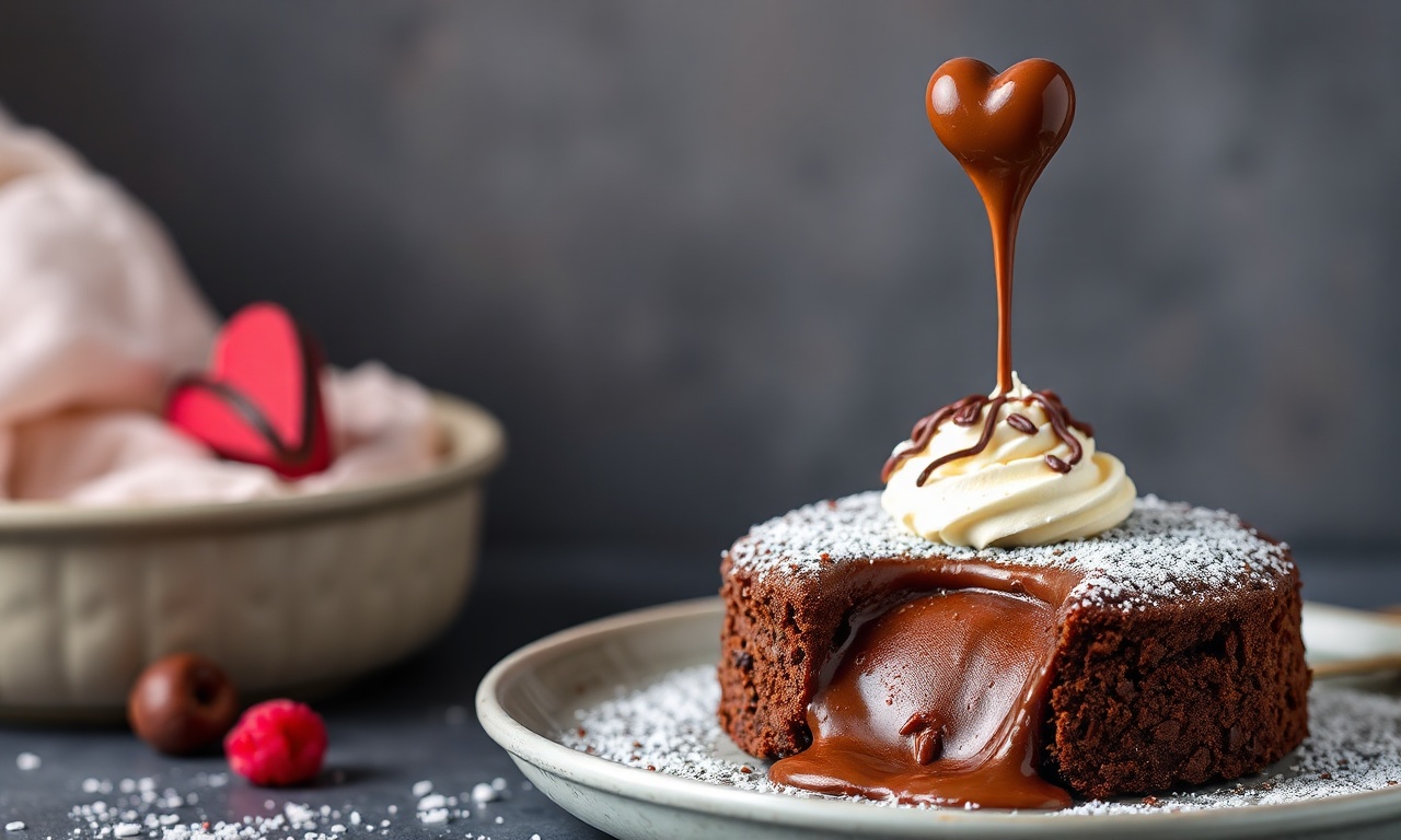Decadent chocolate molten lava cake for two, perfect dessert.