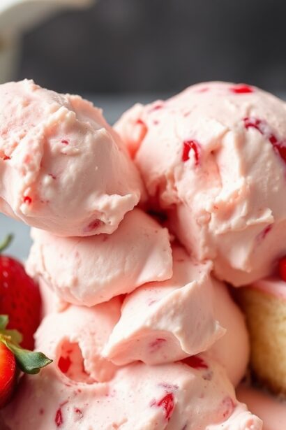 Irresistible strawberry cheesecake ice cream, no churn recipe.
