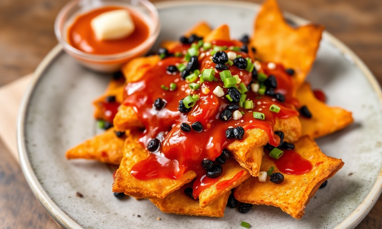 Gochujang sweet potato nachos recipe: spicy, sweet, and delicious.