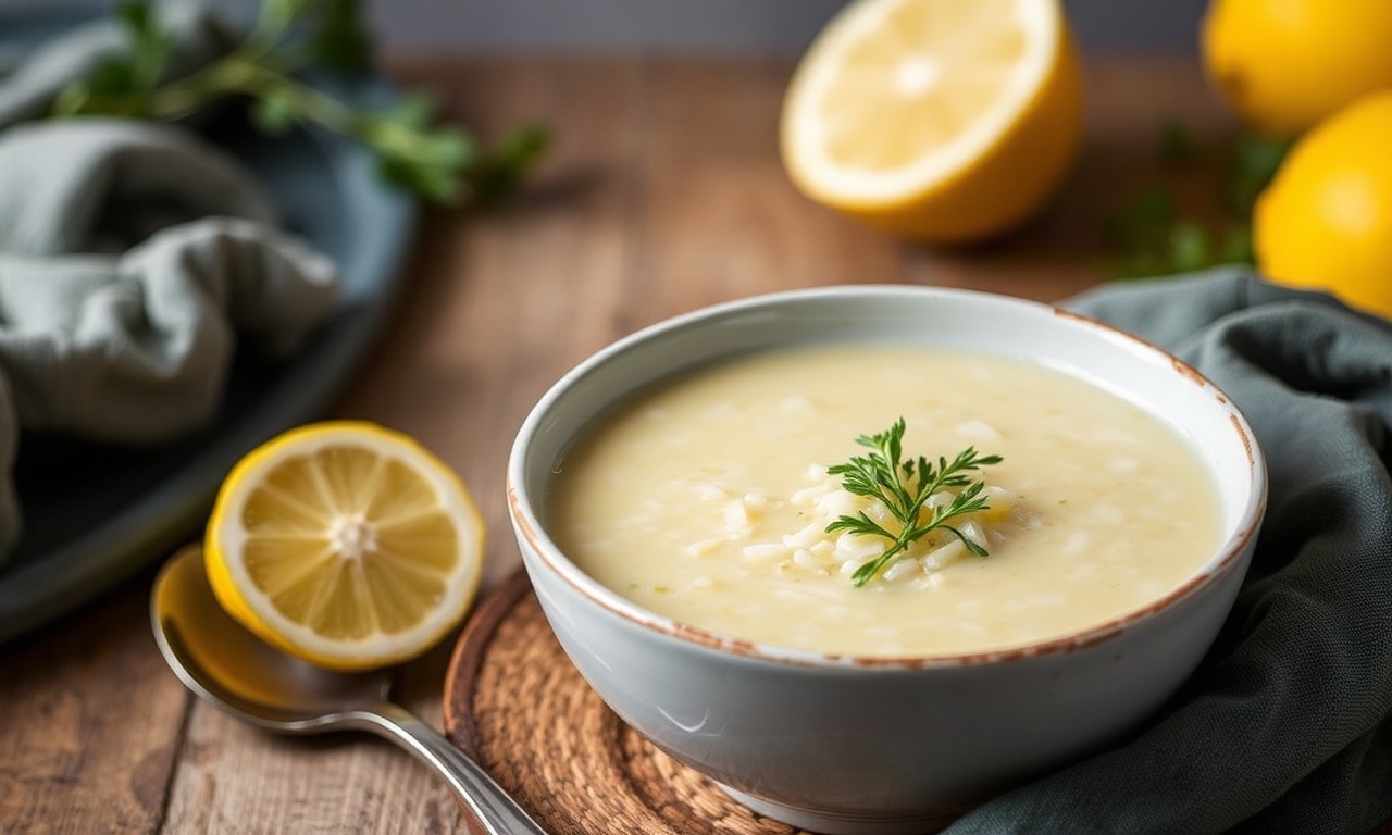 Classic Greek lemon rice soup avgolemono recipe.
