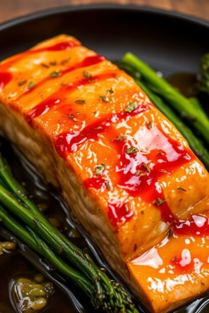 Irresistible honey-garlic salmon with broccolini.
