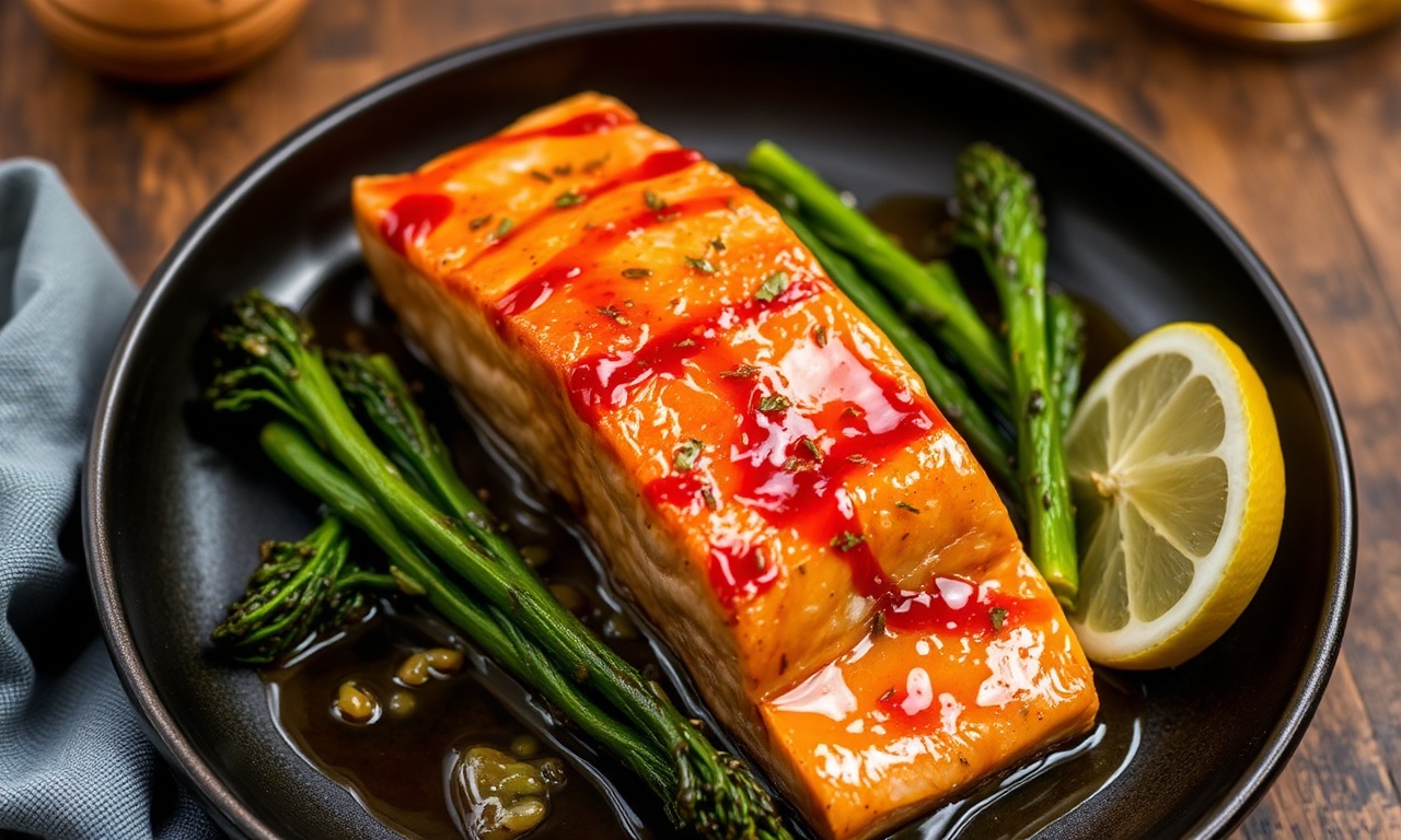 Irresistible honey-garlic salmon with broccolini.