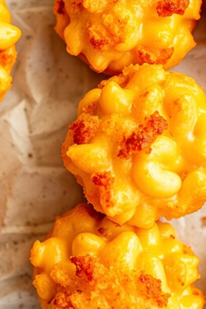 Crispy mac and cheese bites, a delicious comfort snack.