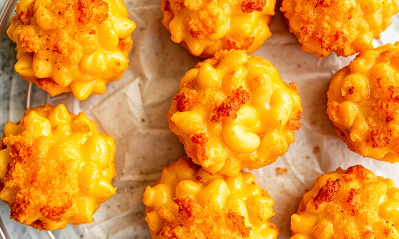 Crispy mac and cheese bites, a delicious comfort snack.