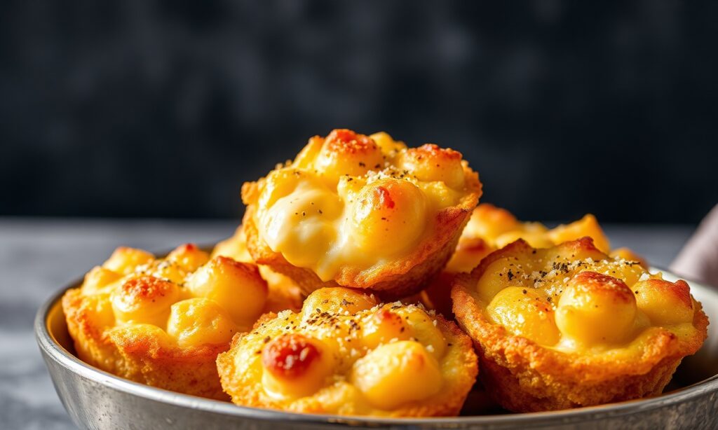 Crispy mac and cheese bites, a golden, irresistible comfort snack.