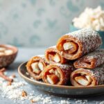 Delight chewy coconut date rolls recipe, a sweet treat.
