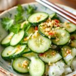 Chinese smashed cucumber salad with garlic zest, fresh and zesty.