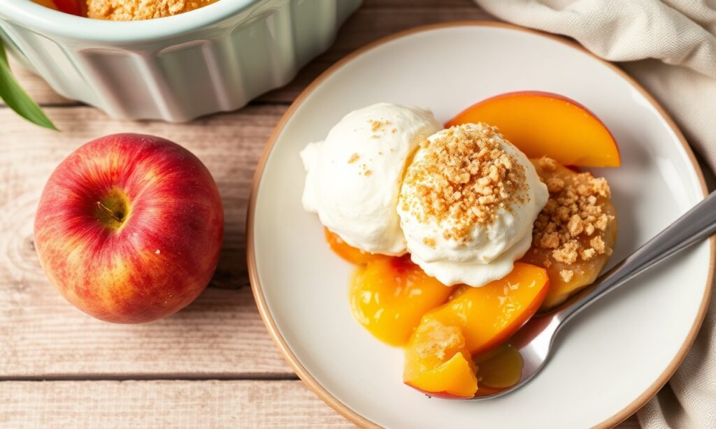 Easy peach cobbler with cake mix topping recipe
