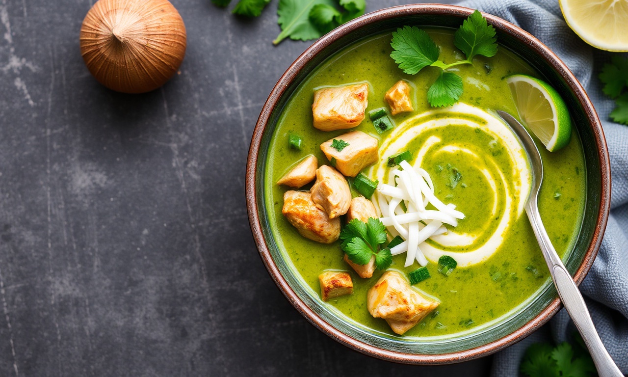 Quick Thai green curry with chicken, ready in 20 minutes.