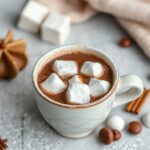 Decadent rich hot chocolate with fluffy marshmallows.
