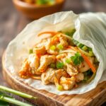 Fresh healthy lemongrass chicken wraps, vibrant and delicious.