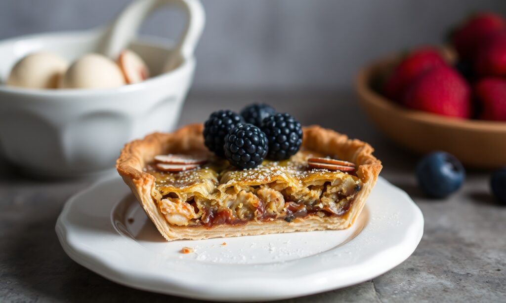 Perfect crumbly almond tart delight with buttery pastry and nutty filling.