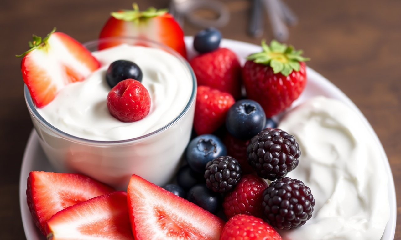 Creamy Greek yogurt fruit dip: healthy, delicious, and vibrant.
